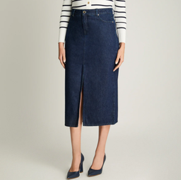 FALDA DE DENIM LARGA CON CORTE FRONTAL Azul